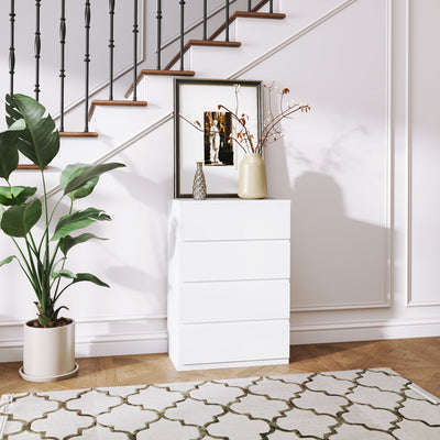 HOMCOM Chest of Drawers, 4-Drawer Storage Cabinets, Modern Dresser, Storage Drawer Unit for Bedroom 