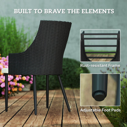 Outsunny 6 Seater Rattan Dining Set with Cushions, Garden Furniture Set with Armchairs, Rectangle Slatted Table Top, Steel Frame, Parasol Hole, Wicker Outdoor Furniture for Patio, Balcony, Cream White 