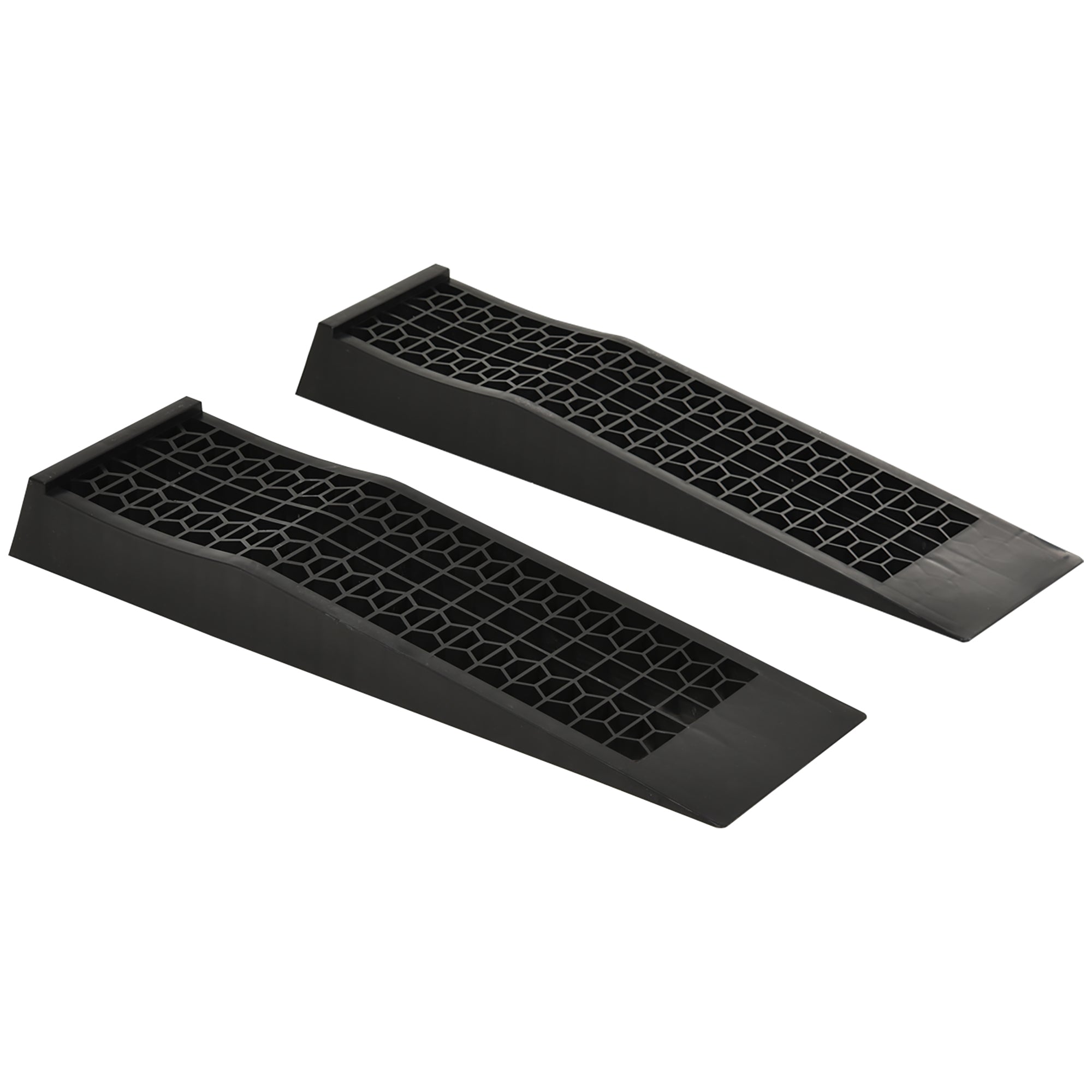 HOMCOM Pair of 2 Low Entrance Plastic Curb Ramps Anti-Slip Surface 3 Ton Capacity Garage Workshop Cars SUVs Small Vans 