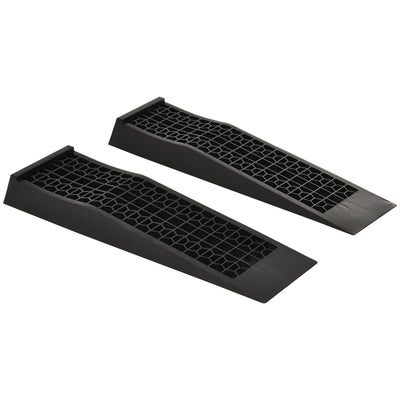 HOMCOM Pair of 2 Low Entrance Plastic Curb Ramps Anti-Slip Surface 3 Ton Capacity Garage Workshop Cars SUVs Small Vans 