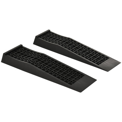 HOMCOM Pair of 2 Low Entrance Plastic Curb Ramps Anti-Slip Surface 3 Ton Capacity Garage Workshop Cars SUVs Small Vans 
