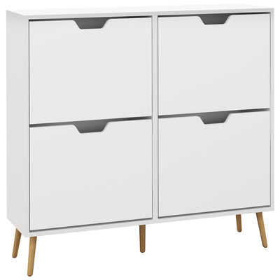 HOMCOM Shoe Storage Cabinet, 4 Flip Drawers, Shoe Organizer for 16 Pairs of Shoes, White 