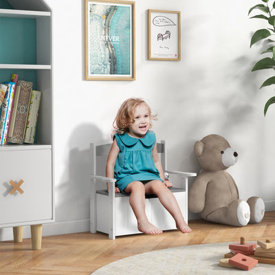 AIYAPLAY 2-in-1 Toy Box for Kids with Lid for Bedroom, Nursery, Playroom, Grey 