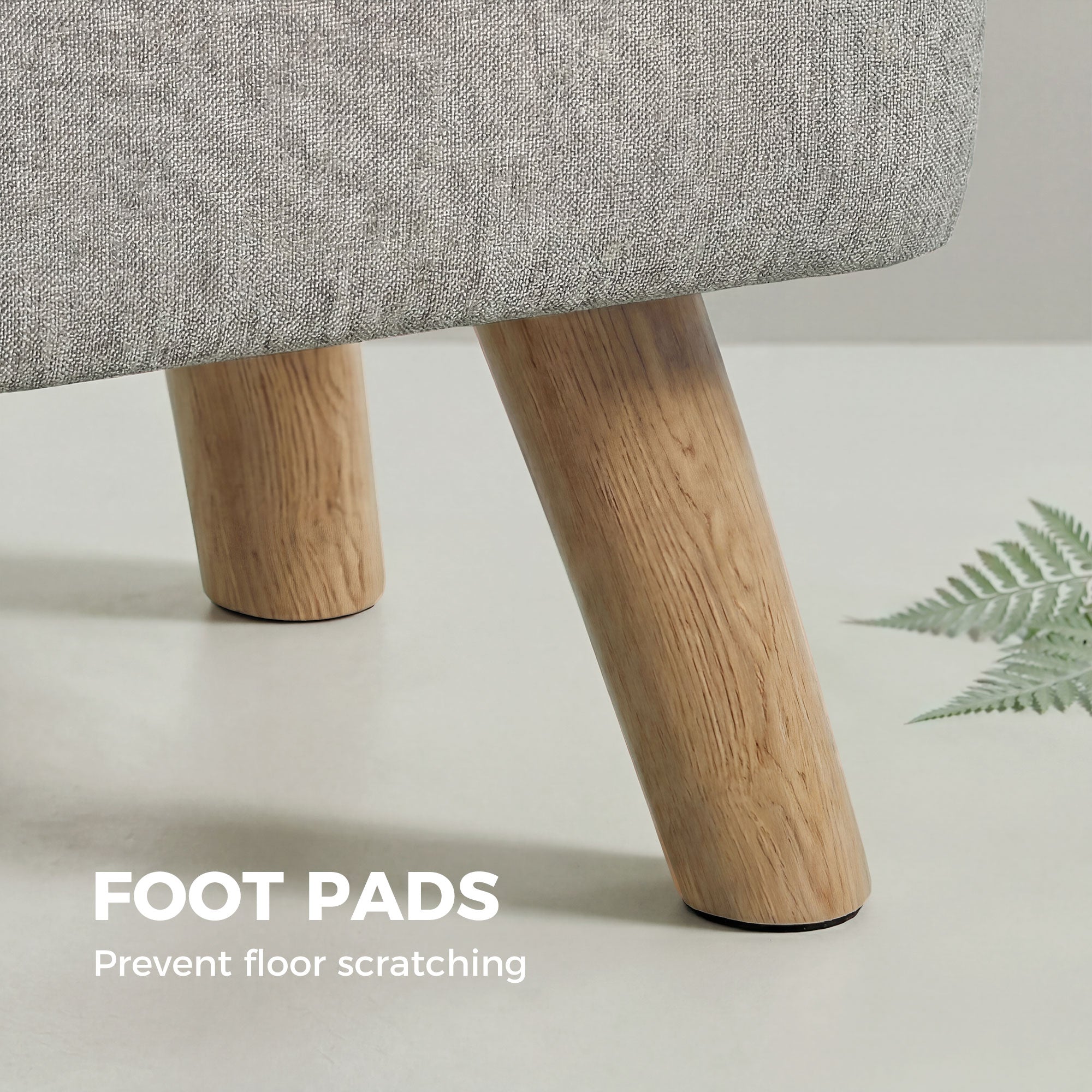 HOMCOM Linen-Look Square Padded Footstool - Light Brown 