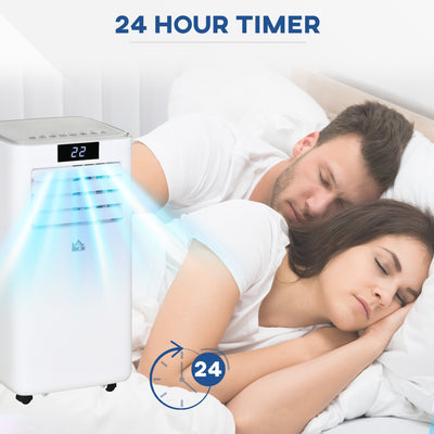 HOMCOM 7000 BTU Air Conditioning Unit, 3-in-1 Portable Air Conditioner, Dehumidifier, Cooling Fan with Remote Control, LED Display, 2 Speeds, 24H Timer, Window Venting Kit, 15m\'c2\'b2 