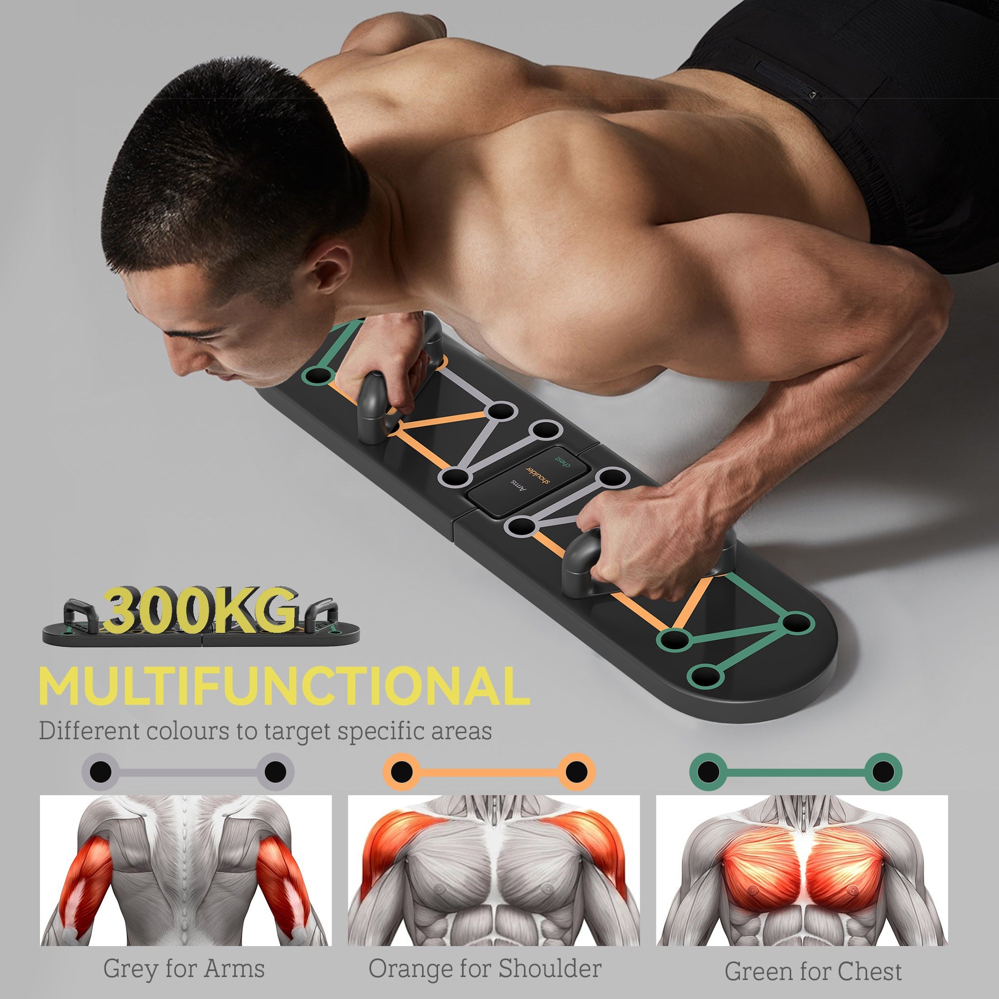 SPORTNOW Foldable Push Up Board, 11-in-1 Press Up Board, Portable Pushup Stand with Non-slip Pads, Multi-function Home Gym Equipment for Arm, Shoulder, Chest Muscle Training Fitness, Black 