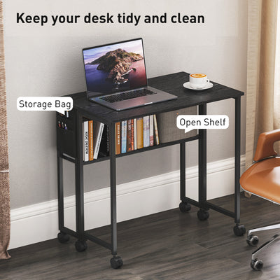 HOMCOM 80 cm Drop Leaf Writing Work Desk - Black 