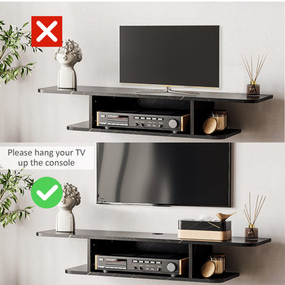 HOMCOM Floating TV Unit Stand for TVs up to 40", Wall Mounted Media Console with Storage Shelf, Entertainment Center, Black 