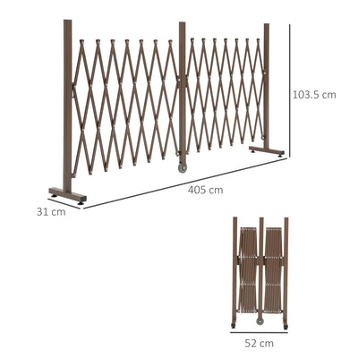 Outsunny Expanding Trellis Fence Freestanding Movable Fence Foldable Garden Screen Panel Aluminium, 405cm x 103.5cm, Dark Brown 