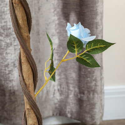 Outsunny Set of 2 Artificial Plants White Rose Floral in Pot, Fake Plants for Home Indoor Outdoor Decor, 90cm, Light Blue 