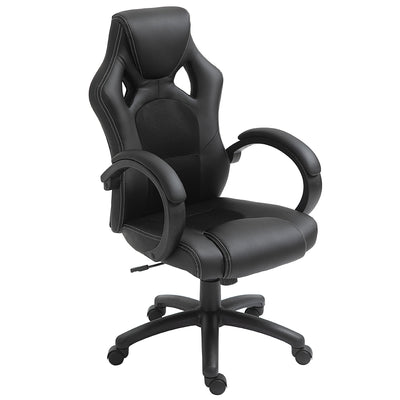Vinsetto High-Back Office Chair Faux Leather Swivel Computer Desk Chair for Home Office with Wheels Armrests Black 