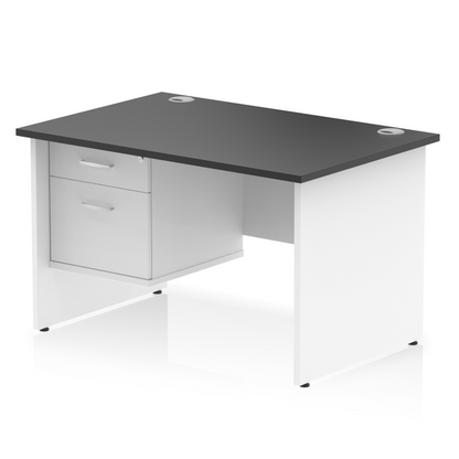 Impulse 1200mm Panel End Straight Desk With Single Fixed Pedestal