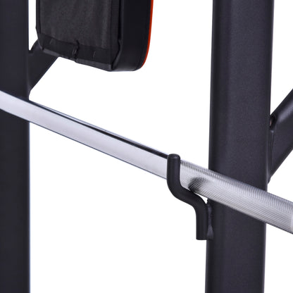 HOMCOM Multifunction Power Tower Home Workout Dip Station w/ Sit-up Bench Push-up Bars and Tension Ropes Fitness Equipment Office Gym Training 