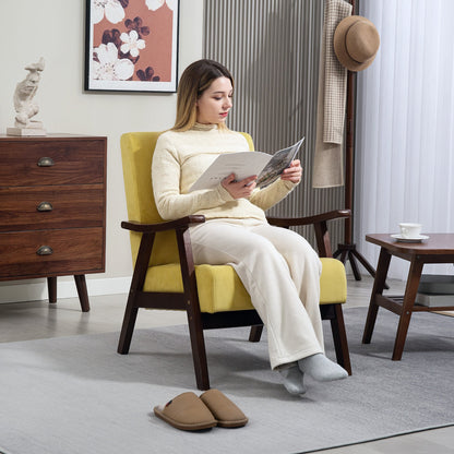HOMCOM Nordic Accent Chair, Upholstered Velvet Armchair with Solid Wood Frame and Soft Thick Padded for Living Room, Bedroom, Champagne 