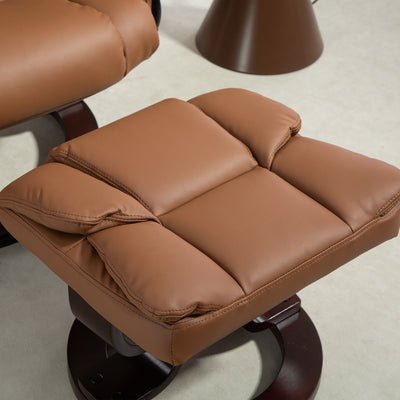 HOMCOM Faux Leather Reclining Chair and Footstool - Brown 