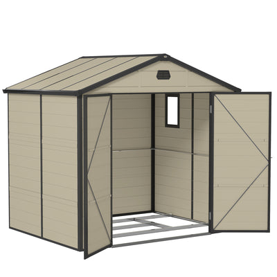 Outsunny 7.9ft x 6.2ft Aluminium Frame and Plastic Wall Shed, with Foundation - Cream White 