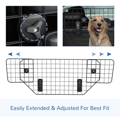 PawHut Dog Guard for Cars Adjustable Boot Barrier Metal Mesh Pet Headrest, 90-120W x 40.5H cm 