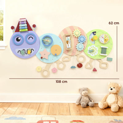 AIYAPLAY Caterpillar Busy Board with 7 Activities, for Nursery, Playroom, Home, for 3+ Years 