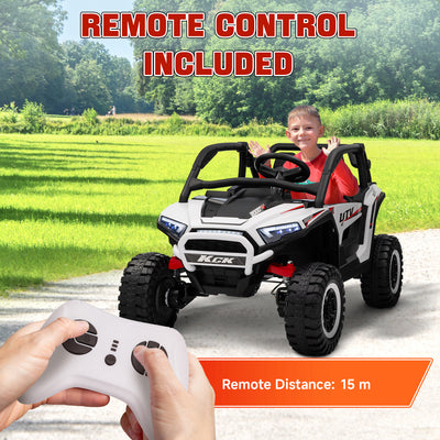 AIYAPLAY 2 Seater 24V 7AH Ride on Truck, Battery Powered Electric Ride On Car w/ Remote, Suspension, 3 Speeds - White 