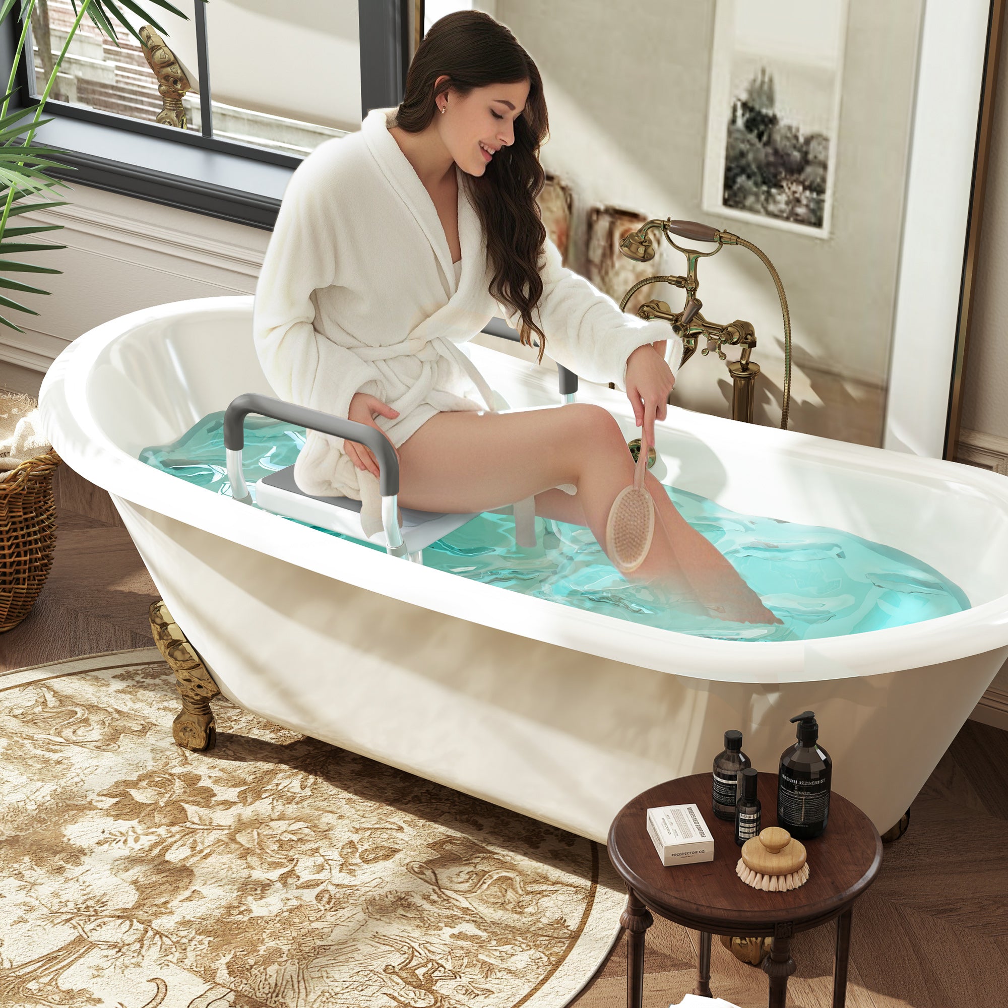 HOMCOM 57-69cm Aluminium Frame Bath Seat 