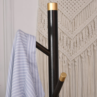 HOMCOM Vintage Coat Rack Stand Freestanding Hall Tree with 6 Hooks Bamboo Frame for Entryway Hallway Bedroom Walnut 
