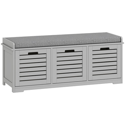 HOMCOM 3-Drawer Shoe Storage Bench - Grey