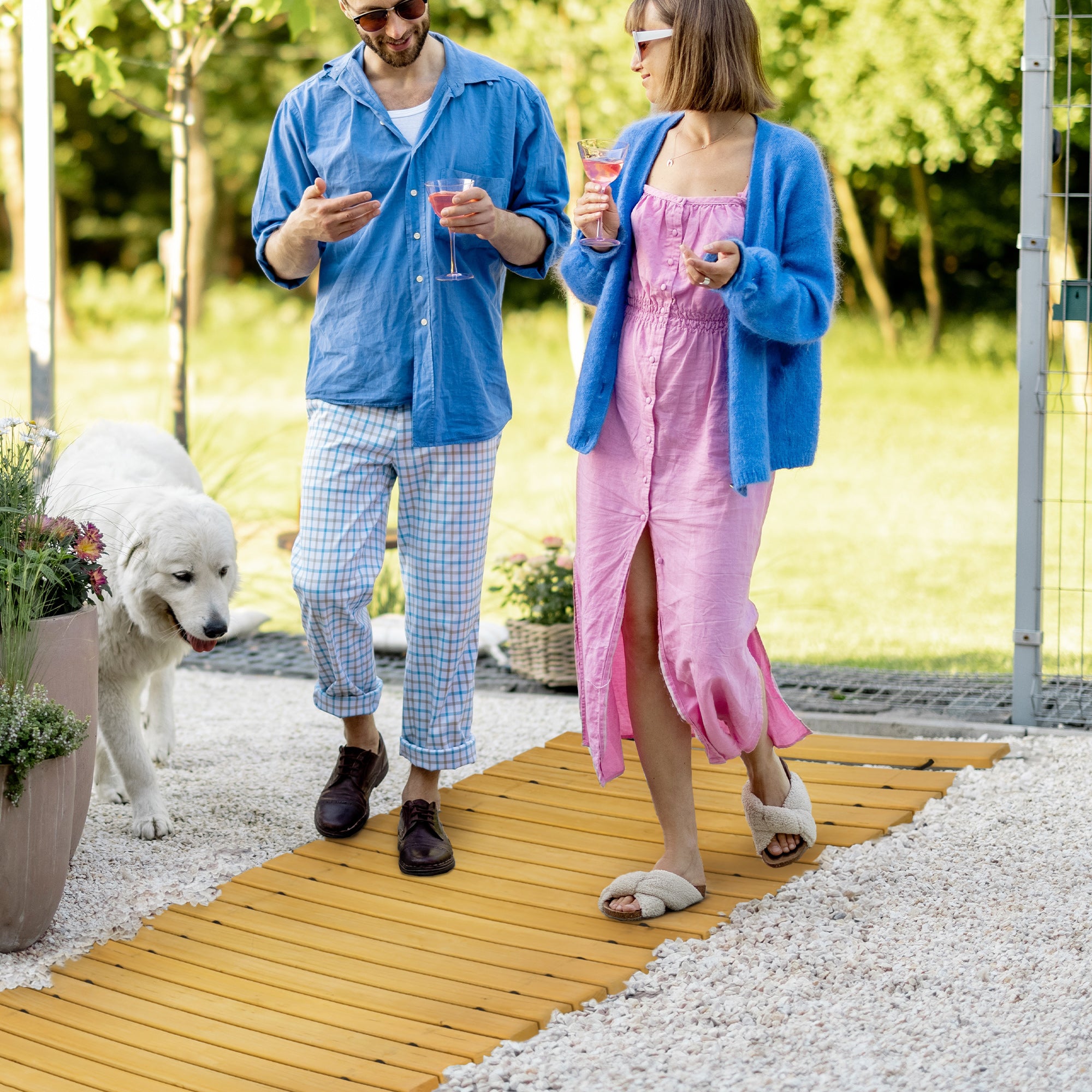 Outsunny Rollable Wooden Garden Pathway Weather-Resistant Walk Way for Wedding Party Pathways 185 x 60 cm 