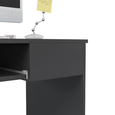 HOMCOM Compact Computer Desk with Keyboard Tray and Drawer, Study Desk, Writing Desk for Home Office, Grey 