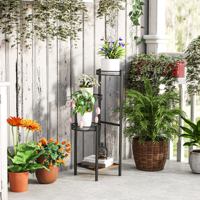 Outsunny Four-Tier Steel Plant Stand - Black 