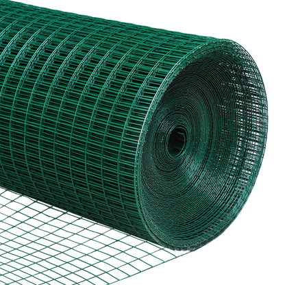 Pawhut PVC Coated Welded Wire Mesh Fencing Chicken Poultry Aviary Fence Run Hutch Pet Rabbit 30m Dark Green 