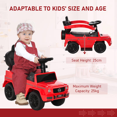 HOMCOM 3 in 1 Kids Children Ride on Push Car Toddler Sliding Car G350 Licensed Walker Foot to Floor Slider Push-Along with Horn Steering Wheel NO POWER Manual, Red 