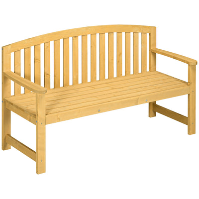 Outsunny 2 Seater Wooden Garden Bench with Armrest, Outdoor Furniture Chair for Park, Balcony, Orange 