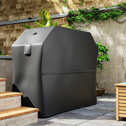 Outsunny BBQ Cover for Rectangular Gas Grill, 600D UPF30+ Oxford Fabric Barbecue Cover for Waterproof Protection Rip-Proof, with Windproof Hook and Loop Fasteners, Vents, 147 x 61 x 122 cm, Black 