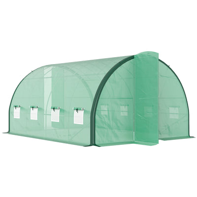 Outsunny 4 x 3(m) Polytunnel Greenhouse, with Windows and Doors - Green 