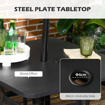 Outsunny Five-Piece Garden Dining Set, with Rattan Seat Chairs and Cushions - Black 