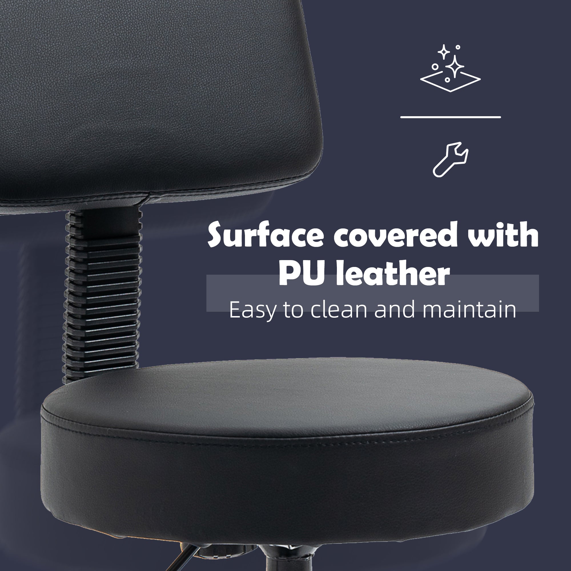 HOMCOM Swivel Salon Chair w/ Padded Seat Back 5 Wheels Adjustable Height Salon Hairdressers Tattoo Spa Rolling Black 