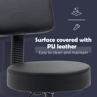 HOMCOM Swivel Salon Chair w/ Padded Seat Back 5 Wheels Adjustable Height Salon Hairdressers Tattoo Spa Rolling Black 