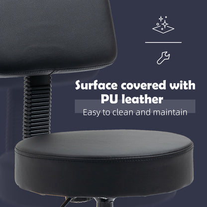 HOMCOM Swivel Salon Chair w/ Padded Seat Back 5 Wheels Adjustable Height Salon Hairdressers Tattoo Spa Rolling Black 