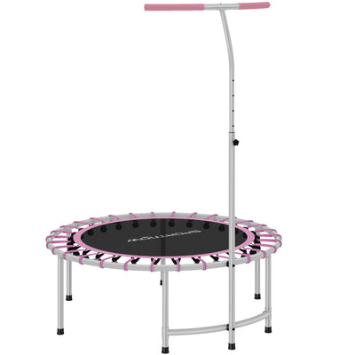 SPORTNOW 40" Fitness Trampoline, Mini Rebounder Trampoline for Adults with 5-Level Adjustable Handle, Indoor Exercise Bungee Rebounder, Max Load 100KG, Purple 