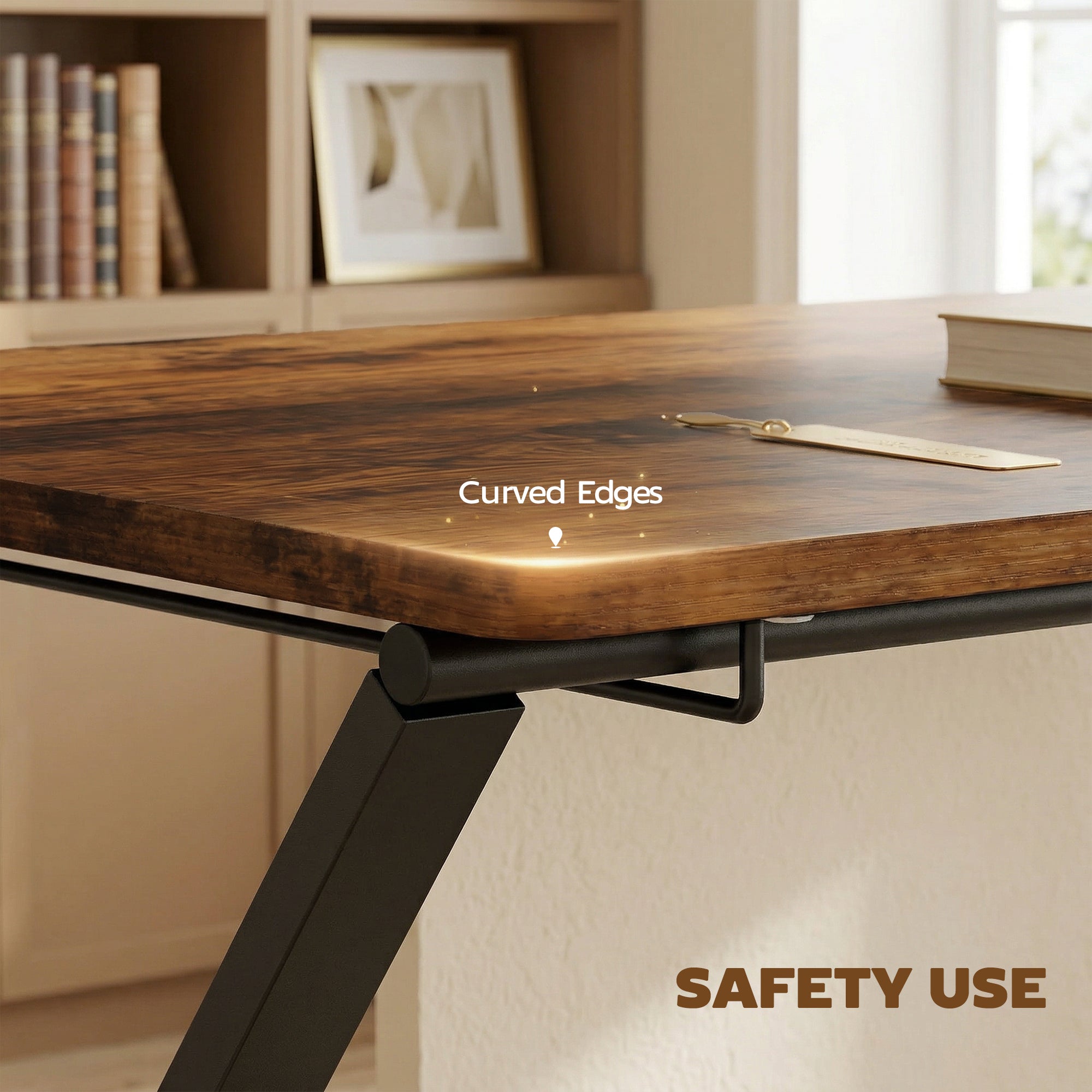 HOMCOM Compact Folding Desk for Small Spaces with Storage Shelf for Home Office, Rustic Brown 