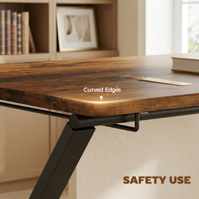 HOMCOM Compact Folding Desk for Small Spaces with Storage Shelf for Home Office, Rustic Brown 