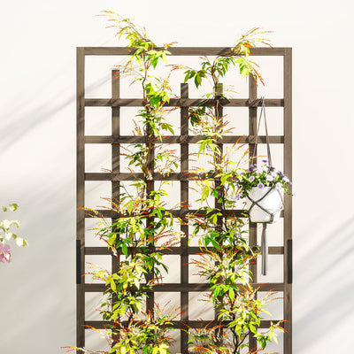 Outsunny Wooden Trellis Planter, Raised Garden Bed with Wheels, to Climb and Grow Vegetables, Herbs and Flowers, Brown 