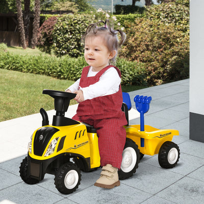 HOMCOM Ride On Tractor Toddler Walker Foot To Floor Slider w/ Horn Storage Steering Wheel for 1-3 Years Old Yellow 