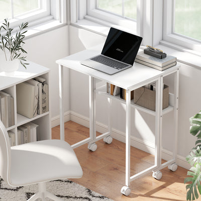 HOMCOM 63 cm Drop Leaf Writing Work Desk - White 
