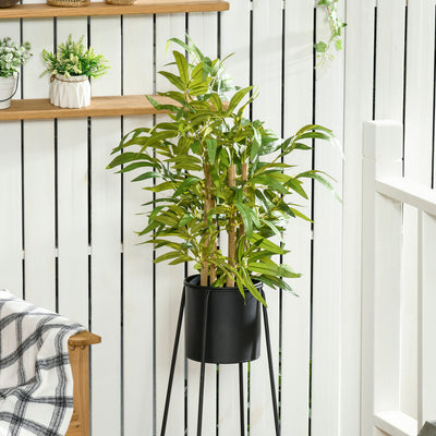 HOMCOM 2 PCs Artificial Plants Bamboo Tree in Pot Desk Fake Plants for Home Indoor Outdoor Decor, 15x15x60cm, Green 