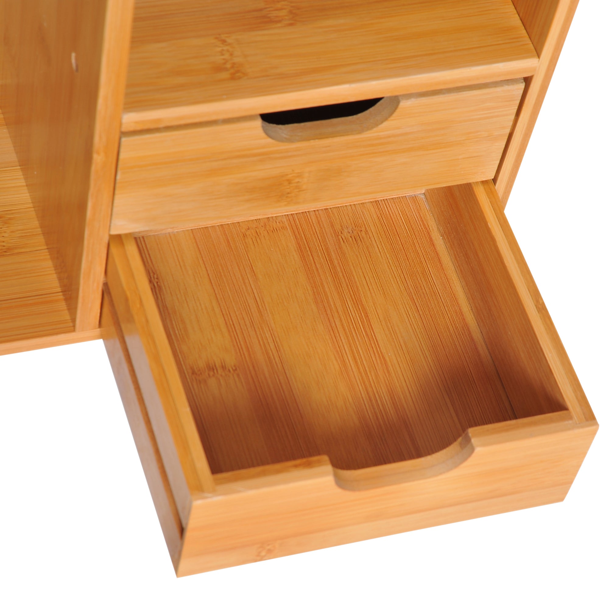 HOMCOM Desk Organiser Compartments Desktop Bookshelf Stationery Storage Shelf Document File Holder with 2 Drawers 2-way Reversed Use Bamboo 