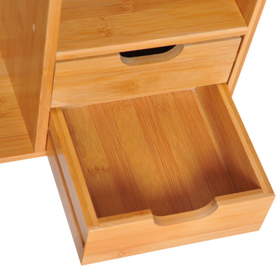 HOMCOM Desk Organiser Compartments Desktop Bookshelf Stationery Storage Shelf Document File Holder with 2 Drawers 2-way Reversed Use Bamboo 