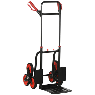 DURHAND Steel Climbing Stairs Trolley Hand Trucks 6-Wheels Foldable Load Cart 120kg, Red 