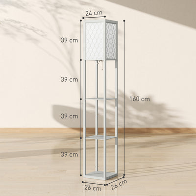 HOMCOM Three-Shelf Standing Lamp - Grey/White 