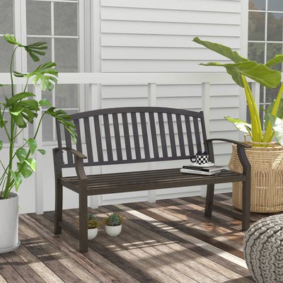 Outsunny Two-Seater Simple Metal Bench - Brown 